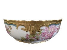 Antique LS & S Limoges France Serving/Centerpiece Bowl Gold Encrusted 9.25” EUC picture