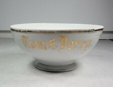 Antique J. Schachtel Germany Tom & Jerry Bowl Gold Writing Christmas Porcelain  picture