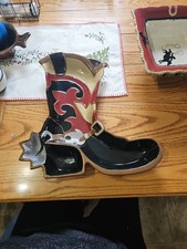 SONOMA HAPPY TRAILS CHIP DIP TRAY WESTERN COWBOY BOOT TRAY picture