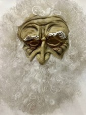VINTAGE LIFELIKE FATHER TIME WIZARD OLD MAN DELUXE FACE MASK HALLOWEEN COSTUME picture