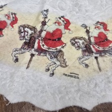 Vintage 1987 Giordano Art Christmas Tree Skirt Felt Santa Clause Carousel Themed picture