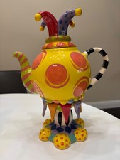 Vintage Studio E Erich Emmenegger Jester Whimsical 12” Pedestal Teapot Rare picture