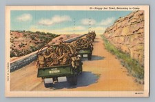 Happy but Tired Returning to Camp Military Army Vintage Postcard picture