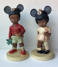 RARE 1972 Twinton 2 African American GIRL & BOY Figures 6.5” W Disney Ears T-3/4 picture