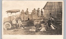 TRUCK MOVERS PICNIC ogdensburg ny real photo postcard rppc new york history picture