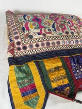 Vintage Banjara Mirror Work Embroidered Pillow Cushion Cover India Tribal Textil picture