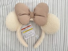 NWT Tokyo Disney White Beige Fluffy Sherpa Minnie Mouse Ears Headband picture