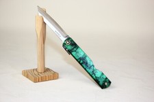 Higonokami Folding Knife Aogami warikomi Large 75 mm Jade pattern handle picture