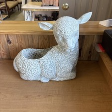 Vintage White Blow Mold Plastic Planter Flower Pot Sheep Lamb Fun Design 🔥🔥🔥 picture