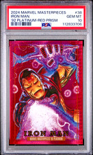 2024 UD MARVEL MASTERPIECES '92 PLATINUM RED PRISM #38 IRON MAN /492 PSA 10 picture