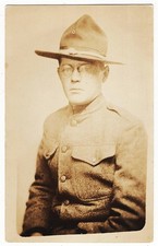 real photo U.S. Army Soldier Wearing Glasses antique postcard RPPC picture