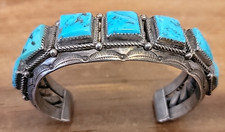 XL Navajo signed S. Toth Turquoise Cuff Bracelet Sterling Silver 109gr picture