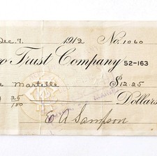 1912 Kineo Trust Company Bank Check E.A. Sampson Dover Maine Signed 1060 CHX4 picture