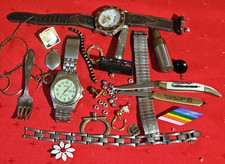 Vintage JUNK LOT GOLD FILL PIN RCA Pocket KNIFE Men's Watches Work More    #b4 picture