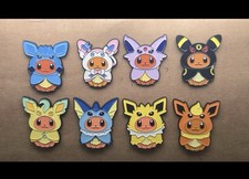 Pokemon Eevee Cosplay as Eeveelutions Enamel Pin Set 8 Pins Poncho Eevee picture