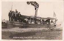 Hubbard Lake, Leaving Dock MI Michigan 1909 RPPC Photo Postcard COPY picture