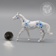 Custom G5 Walking Thoroughbred Stablemate Breyer - Glossy Blue Floral - 1:32 picture