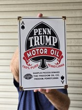 Vintage Trump Motor Oil Classic Sign in Porcelain 12