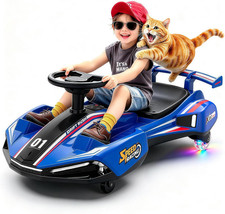 Electric Wiggle Car for Kids, 12V Ride on Toys for Ages 3+, Blue picture