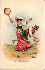 Romani Costumes, Gypsy Dancers Tambourine Vintage Postcard R71 picture