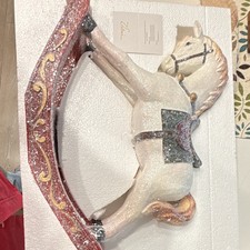 Zodax Elemental Glitter Rocking Horse Figurine Resin Painted Christmas 22x14