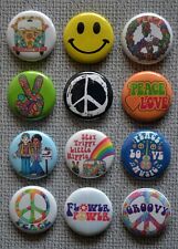Hippie Peace & Love -  1 Inch Pin Back Buttons  picture