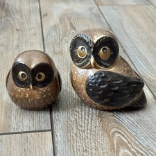 Otagiri Owl Ceramic Figurine Vintage Brown OMC Stoneware Lot of 2 picture