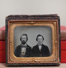 Victorian Ambrotype of Two Men w Hand Coloring ~ Possibly Father & Son picture