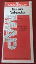 Kansas Nebraska Rand McNally Map Vintage, Pre-Owned picture