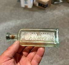Prepared By A G Groblewski Plymouth PA Crude Blown Aqua Medicine Bottle 1890s picture