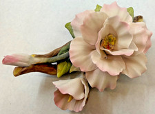 Vintage Napoleon Capodimonte Pink Wild Rose with Bud, Made in Italy picture