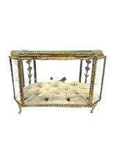 19th C Antique French Louis XVI Ormolu Beveled Glass Jewelry Casket Vitrine Box picture