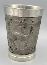 Vintage ZINN ES Angel Stamp German Pewter Wine Cup Glass Embossed Mug picture