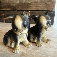 PAIR Vintage 2 Royal Design Mortens Studio Boston Terrier Ceramic Dog Figure 40s picture