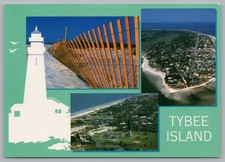 Tybee Island GA Georgia 4x6 Postcard, Lighthouse & Aerial Views of Beach picture