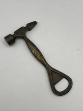 VTG 5.75” Brass Etched Hammer Bottle Opener Ice Pick Barware Chipper Patina picture