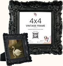 Vintage Picture Frame 4X4, Black Gothic Ornate Square Frame picture