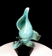 Hull Pottery Ebb Tide Angel Fish & Conch Shell Turquoise Spatter 7