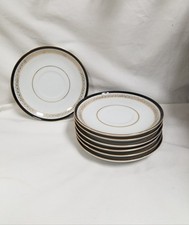 Set of 7 Sone China #2456 Kent Black/Gold Trim Saucers picture