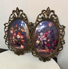 Vintage Made in Italy Gold Ornate Floral Wall Art Pair 8x12 picture
