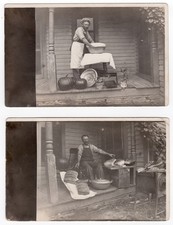 2 Related Real Photo Postcards Man Huge Bread Baking Kelley Iowa Connection picture