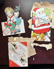 Three 1938, '39 Vintage  Greeting Cards  Gibson 1 Santa booklet Night Before... picture