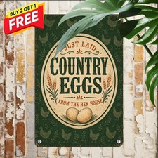 Hen House Fresh Country Eggs Vintage Tin Sign Rustic Farm Wall Plaque picture