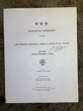 James H. Doolittle Signed 1976 Dedication + 1942 LA Times Tokyo Raid picture