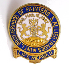 Vintage Brotherhood of Painters & Allied Trades Life Member Pin Union Made picture