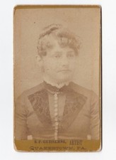 Antique CDV Photo Of Young Woman Posing For Studio Photo Wearing Button Up Dress picture