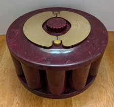 Vtg 1950's Poker Chip Caddy Bakelite Red Marbled Turnit Mfg Co Read Description picture