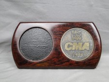 Vintage Merrill Lynch Coaster Wood Leather Brass CMA 1989 picture