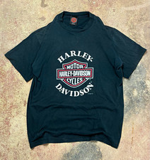 Vintage 1996 Harley-Davidson Motor Cycles Classic Shield Logo Black T-Shirt picture