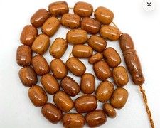 Vintage Baltic Amber Natural Butterscotch Misbaha Islamic Prayer Beads 115gr picture